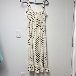 Zara Cream and Black Polka Dot Maxi Dress